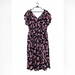 Maurices Navy Blue and Pink Floral Midi Dress